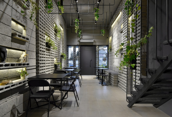 Cafe modern dan mewah dengan interior monokrom
